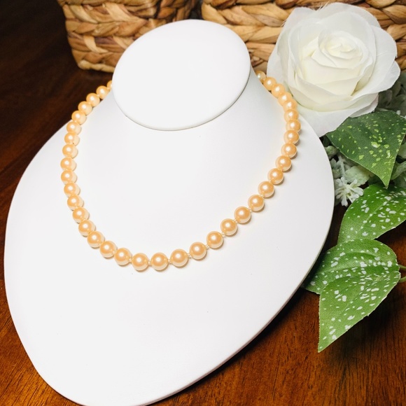 Jewelry - Luxurious Champagne Gold Glass Pearls, Hand-knotted.  22”